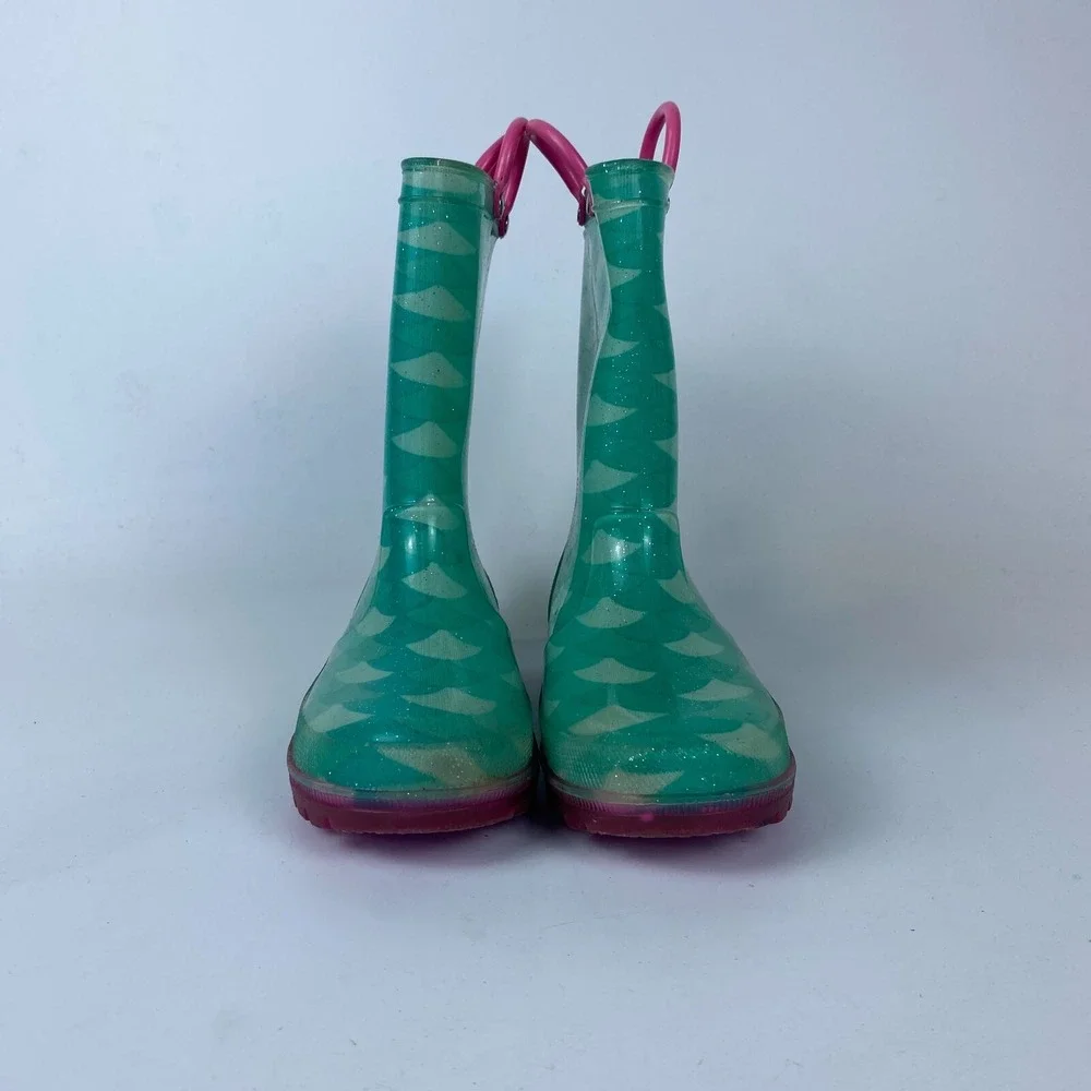 Lilly‎ of New York Loop Handle Rain Boots Toddler Girls Size 1 Mint Green Rubber